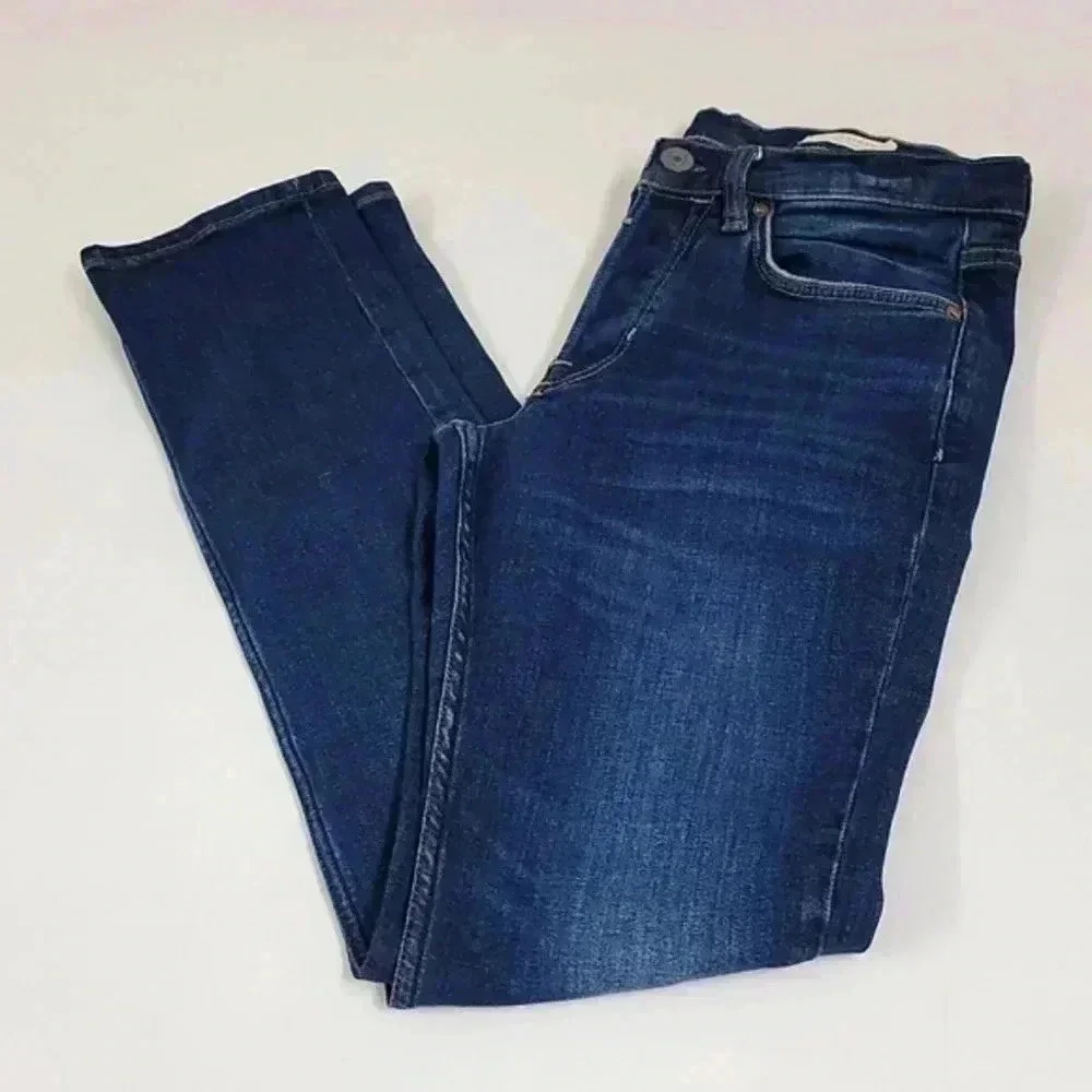 Allsaints Rex Slim Fit Stretch Straight Leg Jeans Mens 28 Blue Button Fly